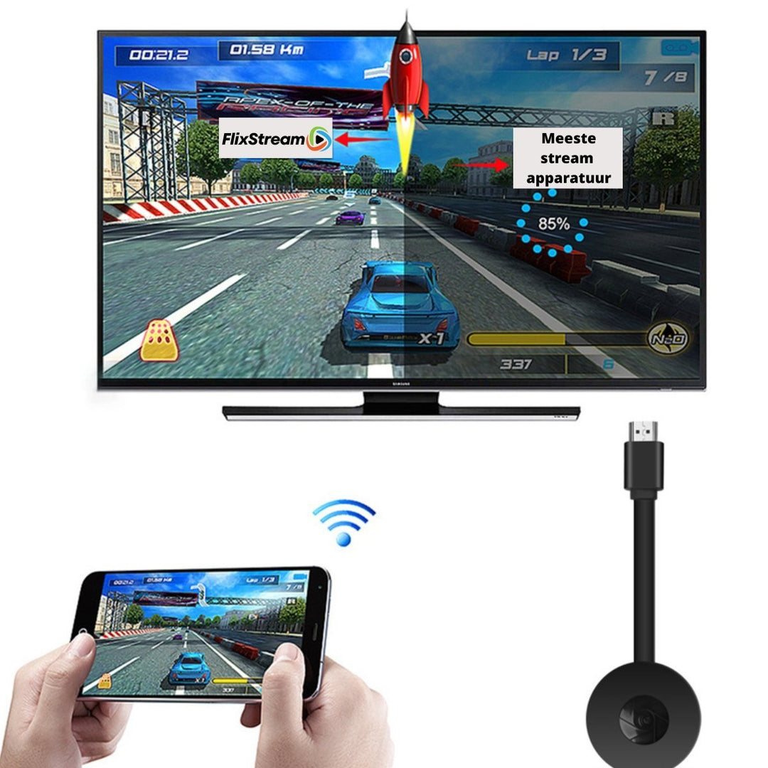 Kompakter kabelloser HDMI Adapter für Full HD Präsentationen im Büro. Plug-and-Play Mediaplayer-Funktion.
