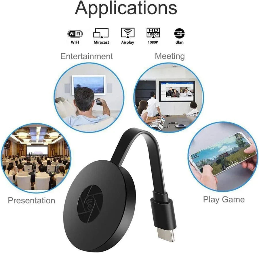 Drahtloser Full HD TV Streamer und Medien-Adapter für Smart TV und Beamer. Kabelloses Screen Mirroring.