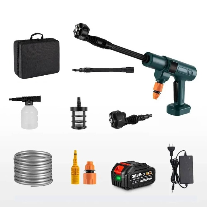Batteriebetriebener Hochdruckreiniger HydroSwift. Ideal für Haus & Garten, Autowäsche & Terrassenreinigung.