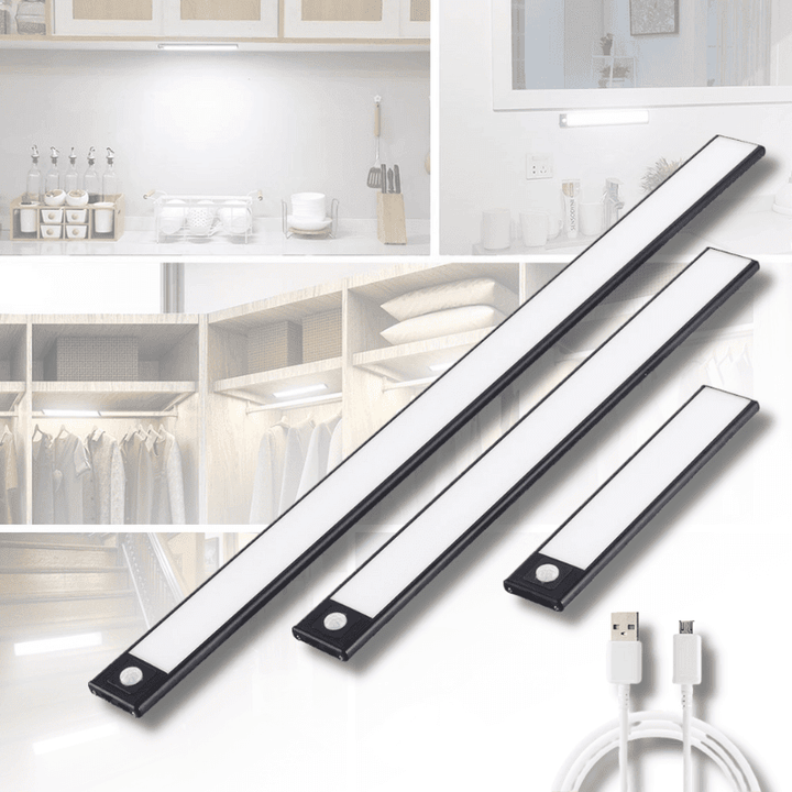 Kabelloser Sensor-LED-Streifen mit Bewegungsmelder, wiederaufladbar. Ideal als Küchen-, Schrank- oder Treppenlicht.