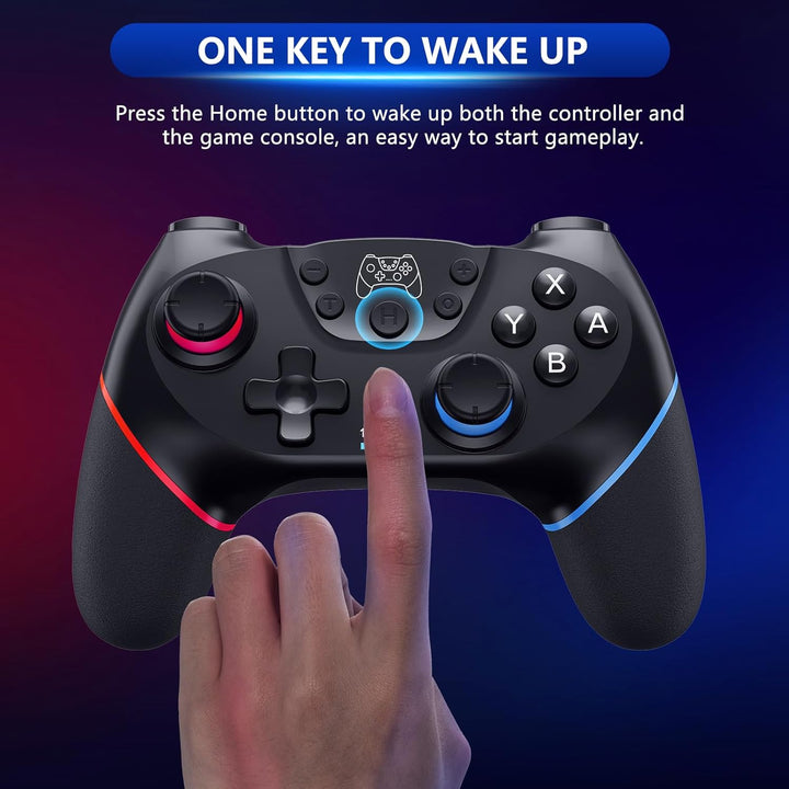 Schwarzer Wireless Gaming Controller für Nintendo Switch & PC mit Hall-Effekt, Turbo und Vibration.