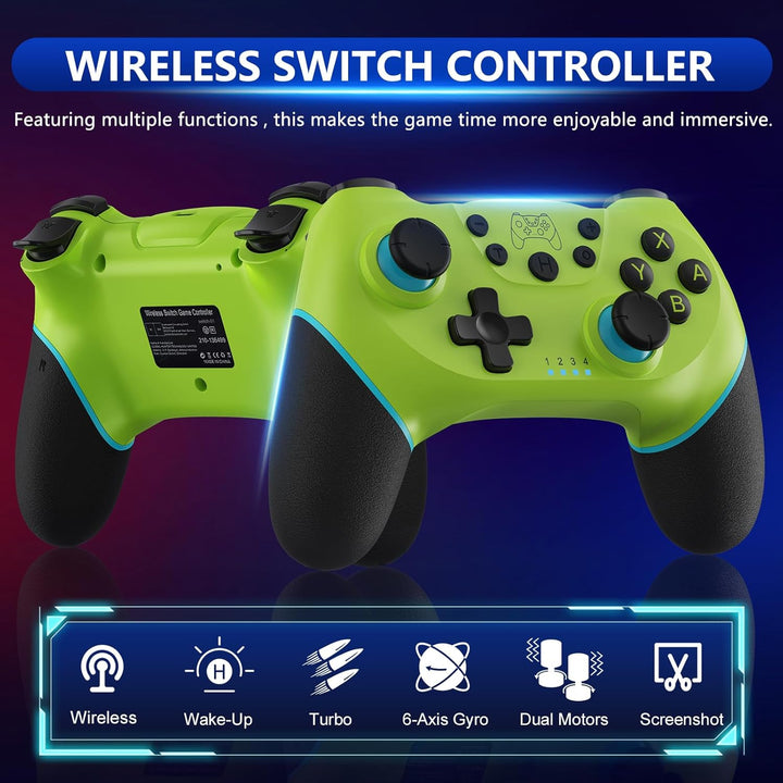 Ergonomischer kabelloser Switch Controller mit Turbo-Funktion für schnelles Gaming auf Nintendo Switch.