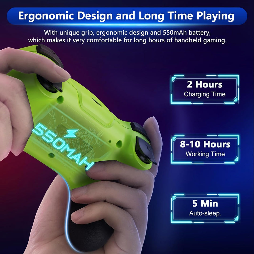 Nexora Wireless Switch Controller mit Hall-Effekt Joysticks, Turbo-Funktion, Vibration und Bewegungssensor.