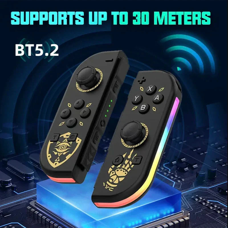 Rückseite des kabellosen Switch Controllers, zeigt rutschfeste Griffe. Ergonomisches Gamepad mit RGB für Nintendo Switch, OLED, Lite.