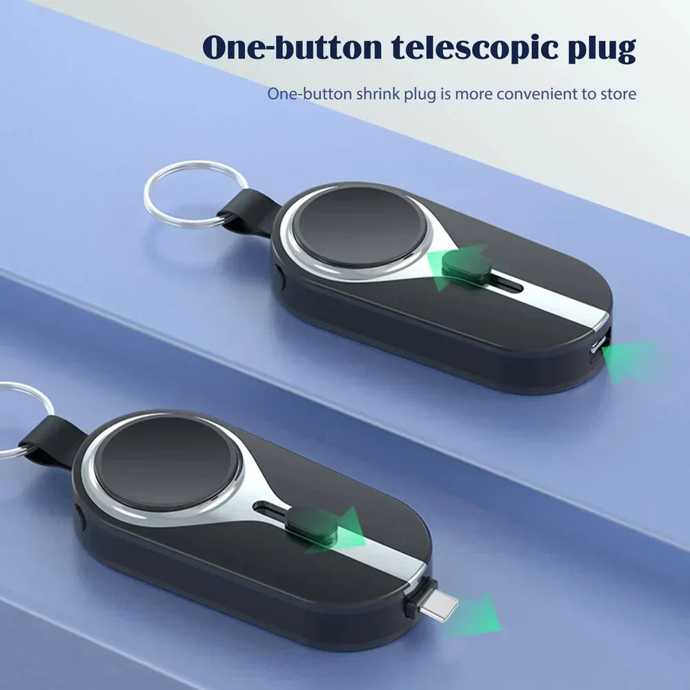 Smartwatch lädt kabellos am VoltClip. Kompakter Reise-Ladeclip, wasserdicht für Outdoor-Abenteuer.