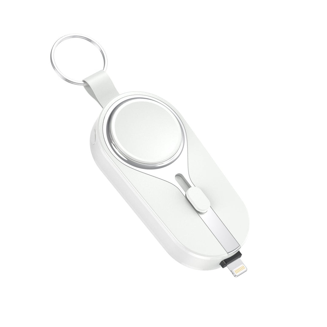 Kabelloser VoltClip Ladeclip lädt Smartphone & Smartwatch gleichzeitig. Praktisches mobiles Ladezubehör.