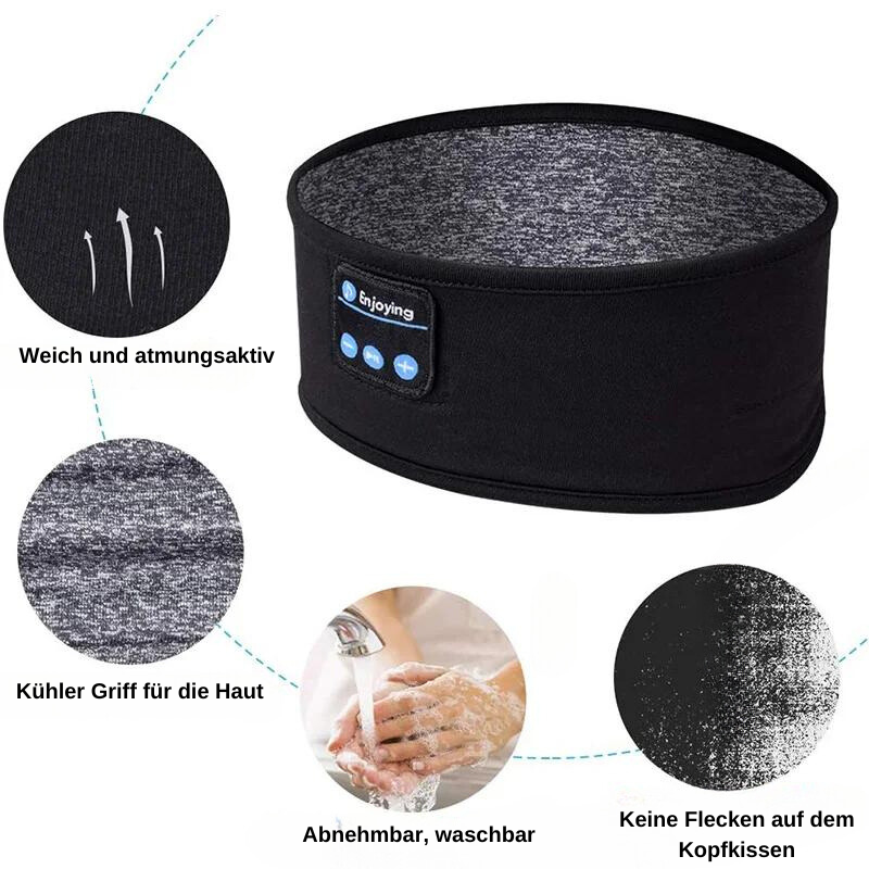 Unisex Bluetooth-Stirnband-Kopfhörer für Sport & Yoga. Kabellos, schweißresistent, ideal für Training und Musikgenuss.