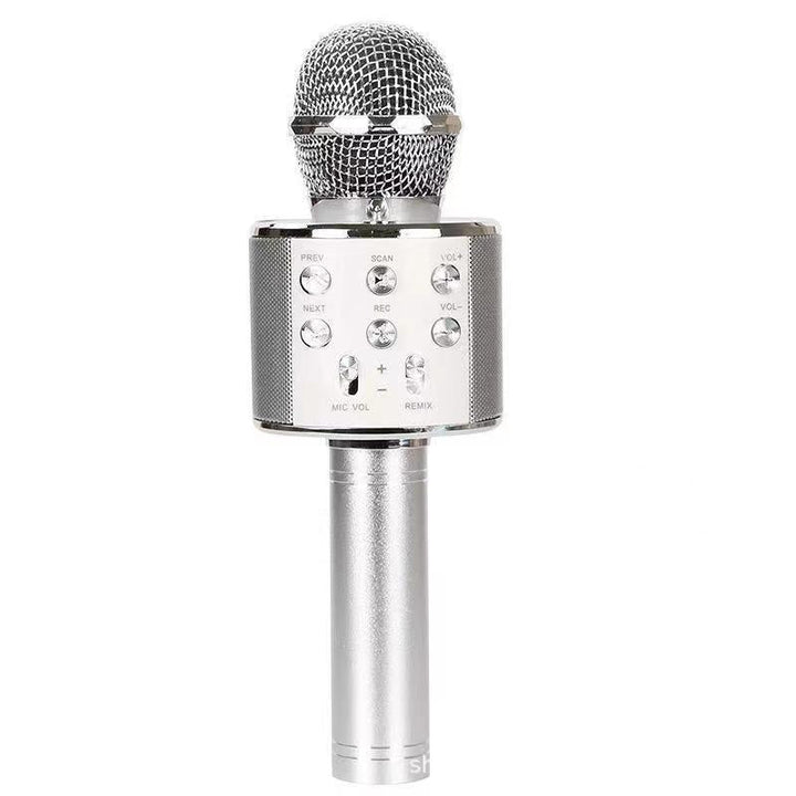 Tragbares Bluetooth Karaoke-Mikrofon in elegantem Design, ideal für Gesang unterwegs und spontane Partys.