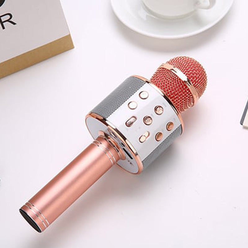 Bluetooth Karaoke-Mikrofon mit integriertem Lautsprecher & Stimmenverzerrer für unterhaltsamen Gesang auf jeder Party.