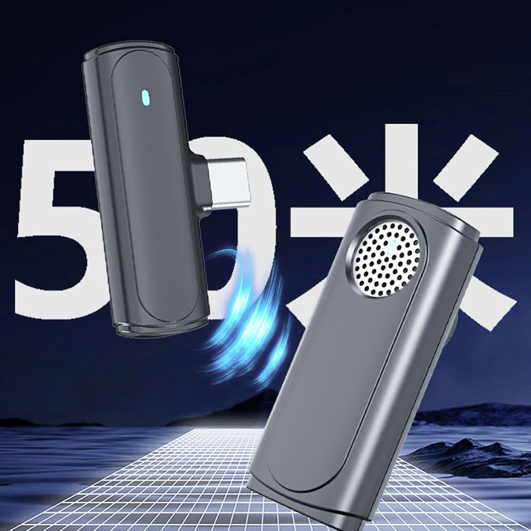 Kabelloses Lavalier-Mikrofon an Smartphone angeschlossen für mobile Audioaufnahmen & Content Creation.