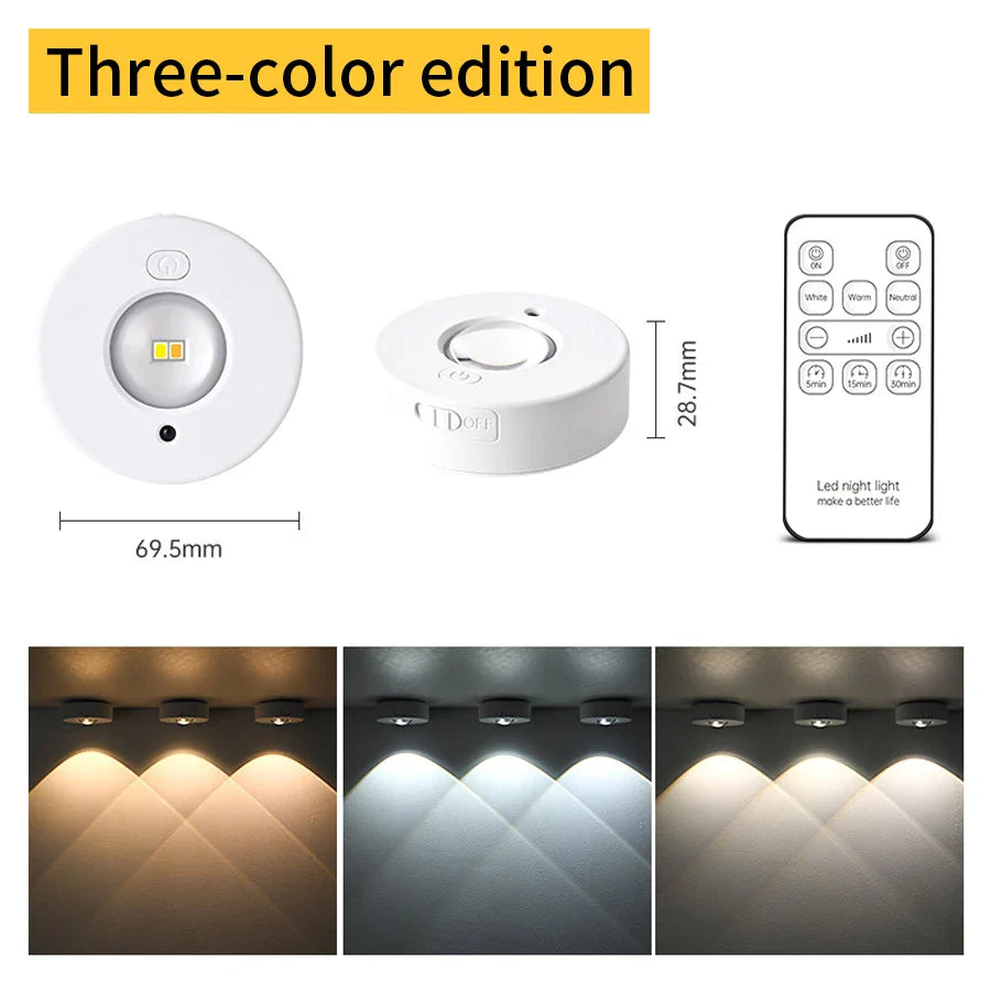 Kabelloses LED Spotlicht, wiederaufladbar, mit Farbwechsel, dimmbar & Fernbedienung für vielseitige Beleuchtung.