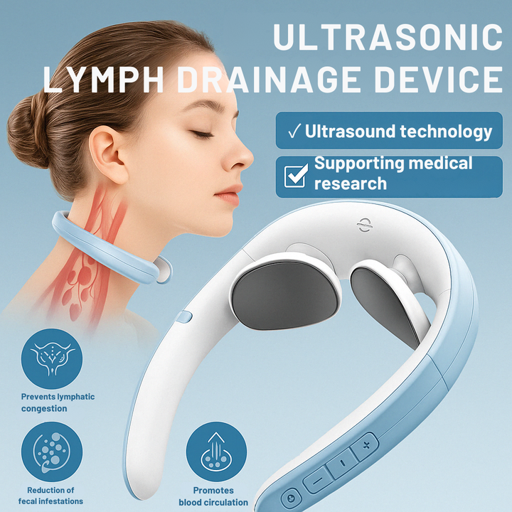 Tragbares Ultraschall Nackenmassagegerät für entspannende Lymphdrainage, Entgiftung und Cellulitereduktion.