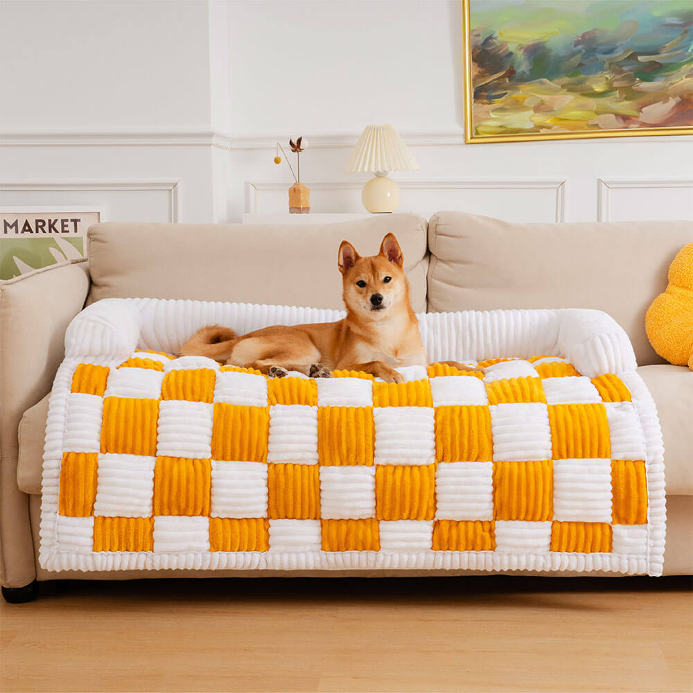 Robuster Schutzbezug kariert für Sofa; schützt vor Hund, Katze, Schmutz & Kratzern.