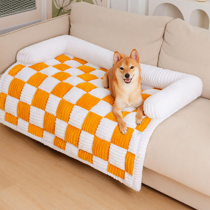 Weiche Hundematte kariert, rutschfest; ideal für gemütliche Stunden von Hund & Katze auf der Couch.