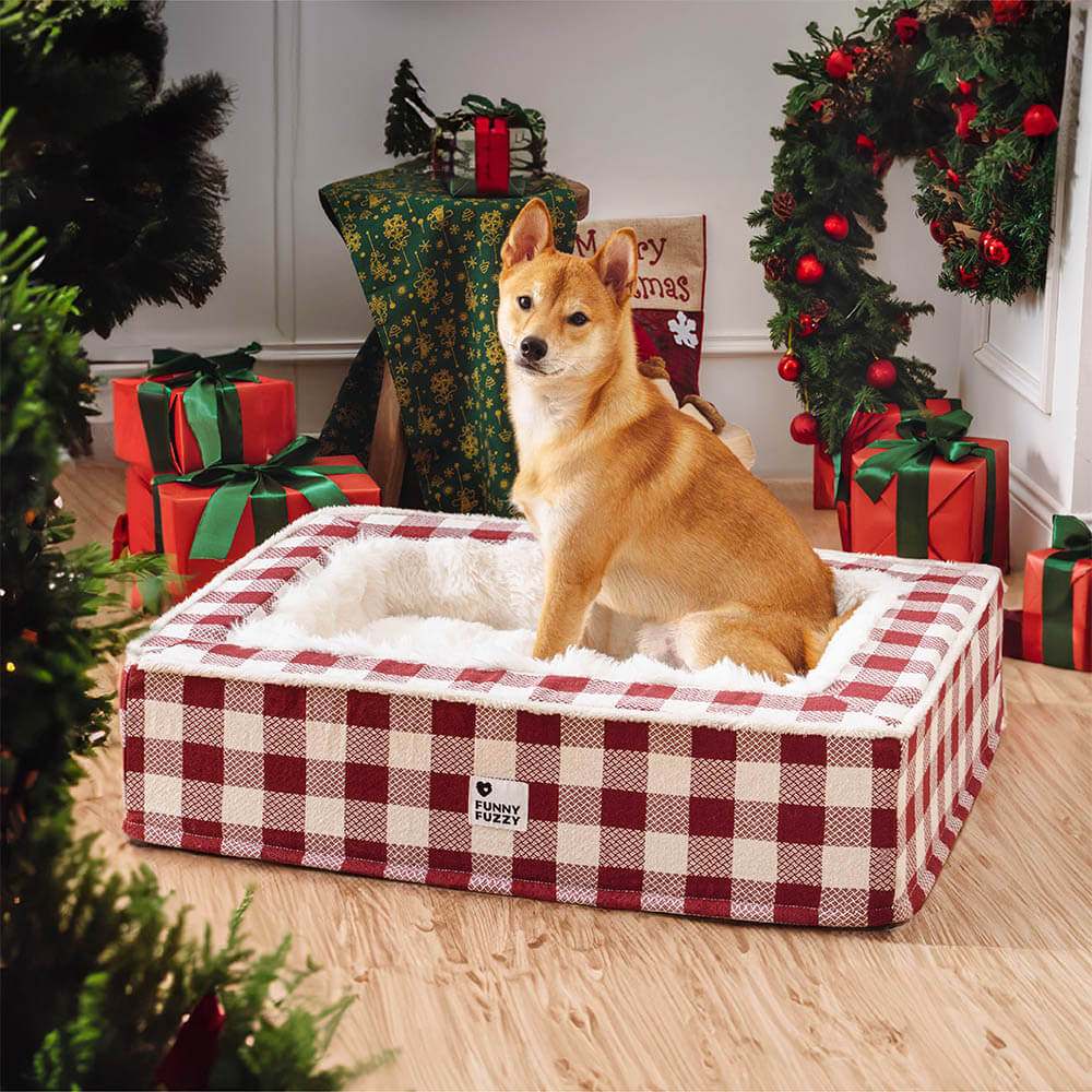 Orthopädisches Hundebett kariert, weich & ergonomisch. Perfekter Schlafplatz für Hunde.