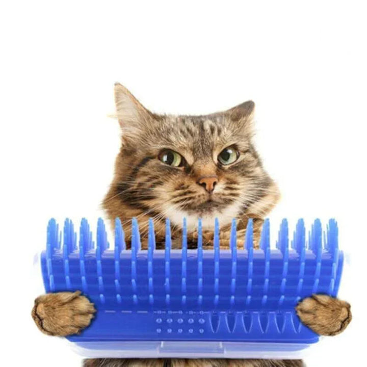 Haustierbedarf: Eckbürste für Katzen, ideal für komfortable Fellpflege und reduziert Haarausfall.