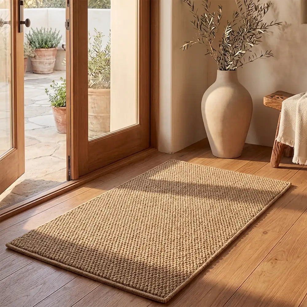 Rutschfeste Katzen Kratzmatte aus Faux-Sisal, pflegeleichte Bodenmatte als stylisches Wohnaccessoire.