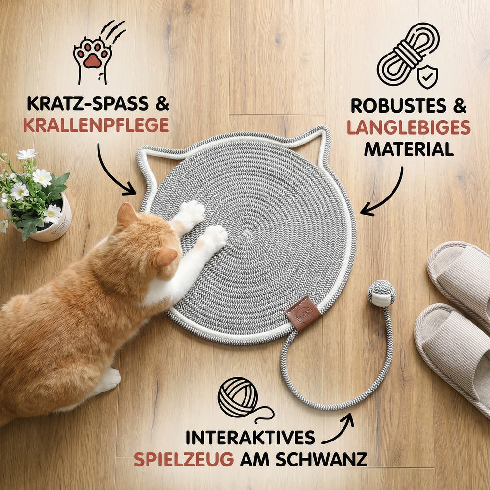 Detailansicht vom Kratzteppich für Katzen aus Sisal. Optimaler Kratzschutz & Tierbedarf.