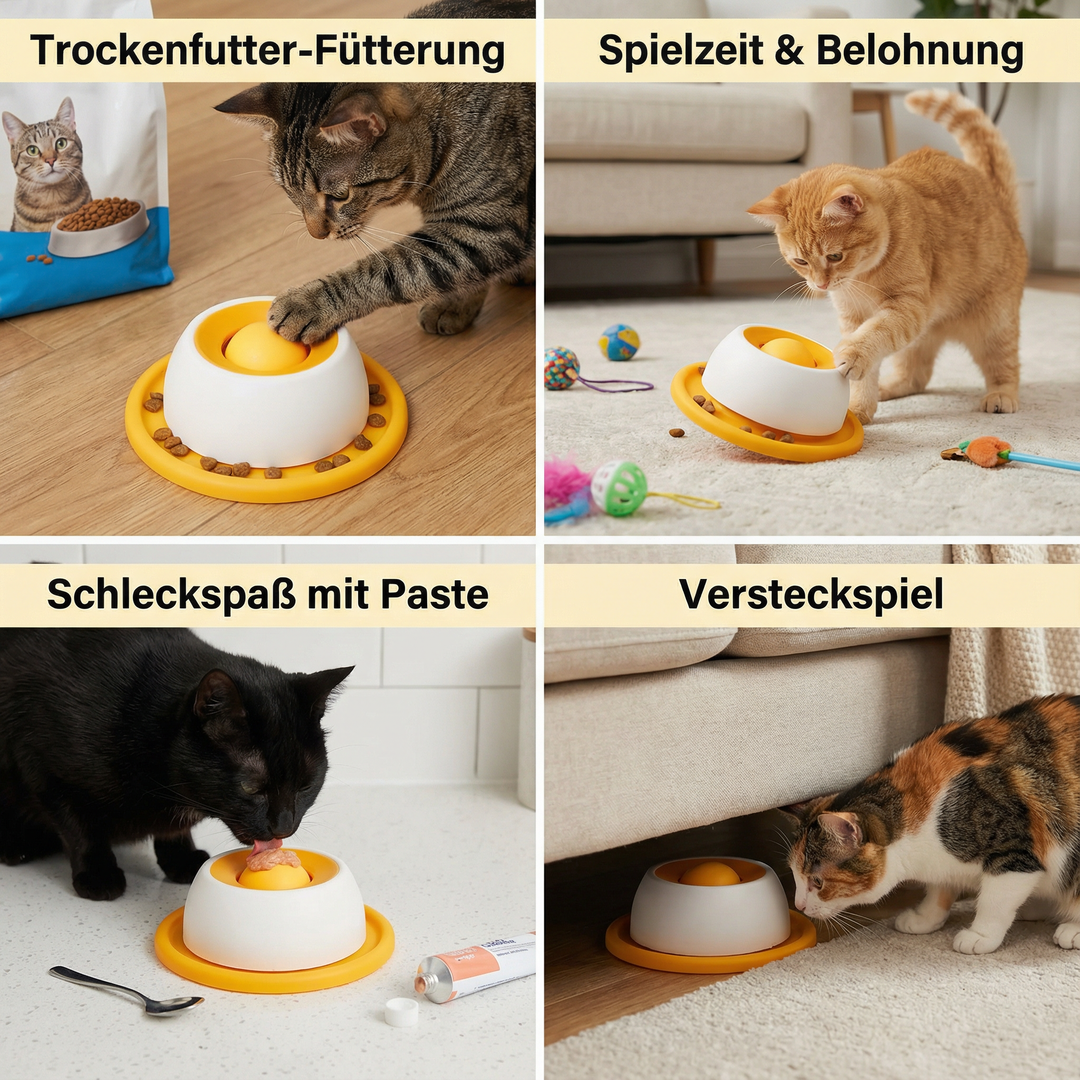 Leckmatte für Katzen gegen Schlingen, fördert langsames Fressen & gesunde Verdauung. Robustes Katzenspielzeug.