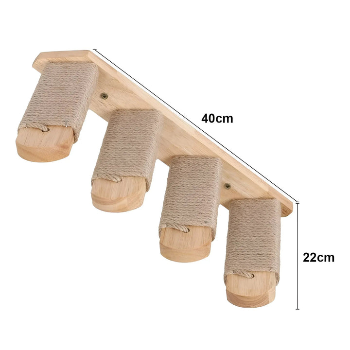 Robuste Kratzsäule aus Sisal am ClimbPaws Wandkletterbrett für gesunde Krallenpflege der Katze.