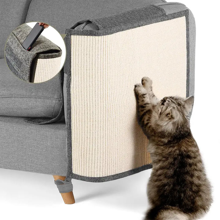 Katzenkratzmatte aus Kunstsisal für Sofa-Armlehne. Optimaler Kratzschutz & Möbelschutz vor Katzenkrallen.