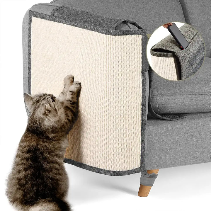 Praktisches Kratzbrett für Sofa-Armlehnen. Hochwertiger Kratzschutz & Katzenzubehör aus Kunstsisal.