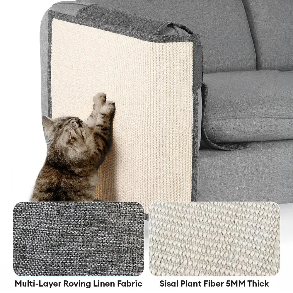 Elegante Katzenkratzmatte für Sofa-Armlehnen. Bietet effektiven Möbelschutz und schont Ihre Sofas.