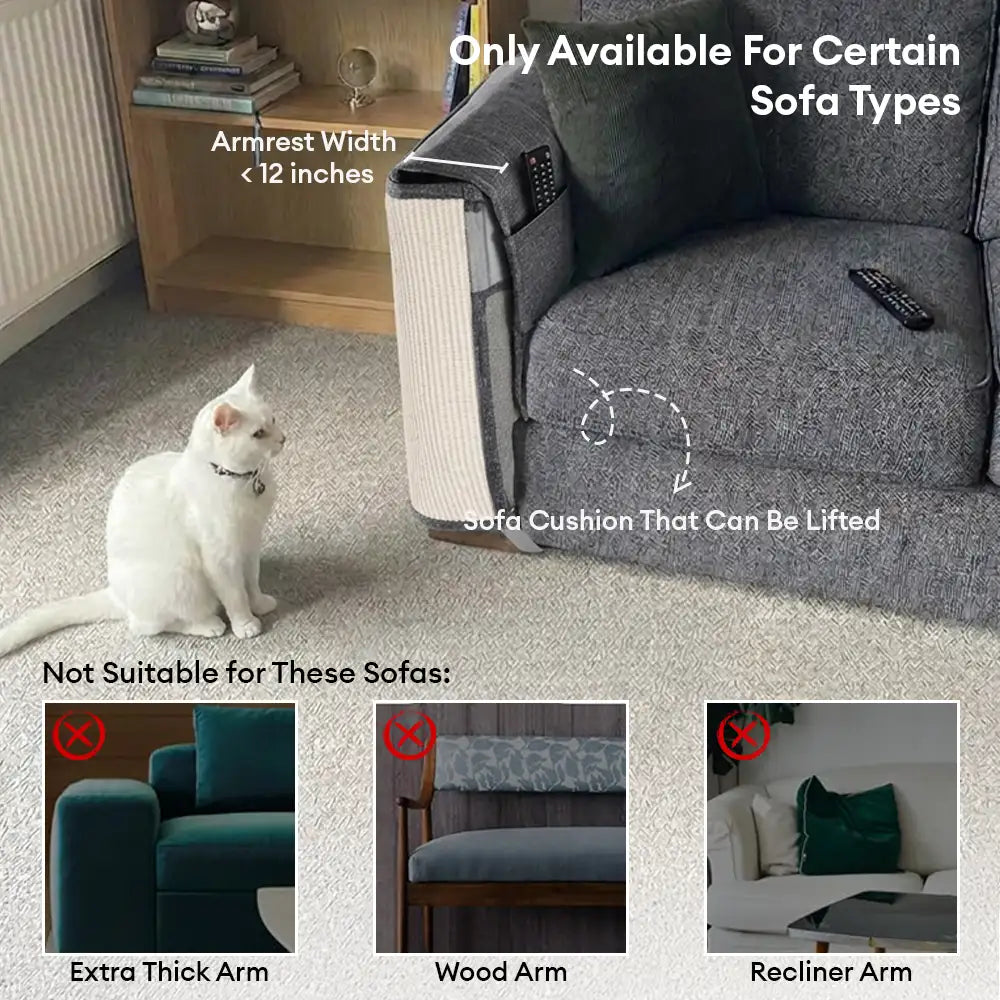 Strapazierfähige Katzenkratzmatte für Sofa-Armlehnen. Einfache Befestigung & langlebiger Kratzschutz.