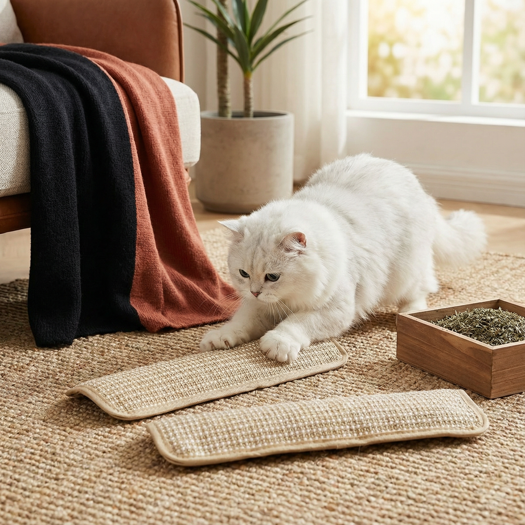 Katzenminze Kratzpad aus Hanfseil für Katzen, ideal zur Krallen- & Zahnpflege. Natürliches Spielzeug für Stubentiger.