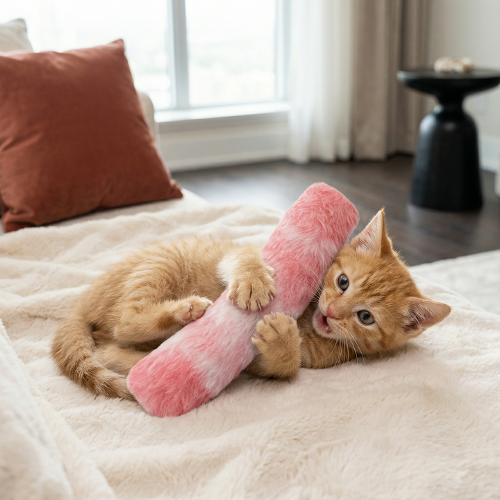 Katzenminze Polster Spielzeug für Katzen, weich & interaktiv, fördert Spieltrieb und Aktivität.