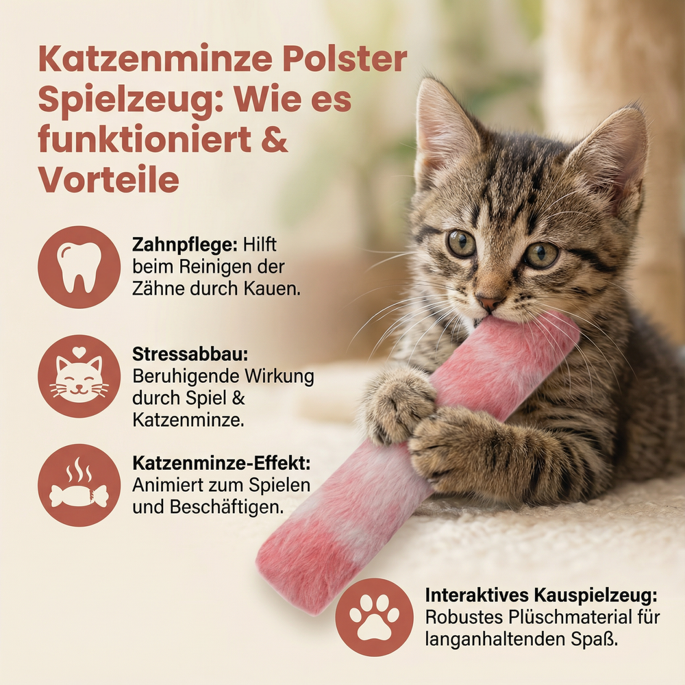 Plüsch-Katzenspielzeug mit echter Katzenminze, ideal für Spielspaß & Stressabbau bei Haustieren.