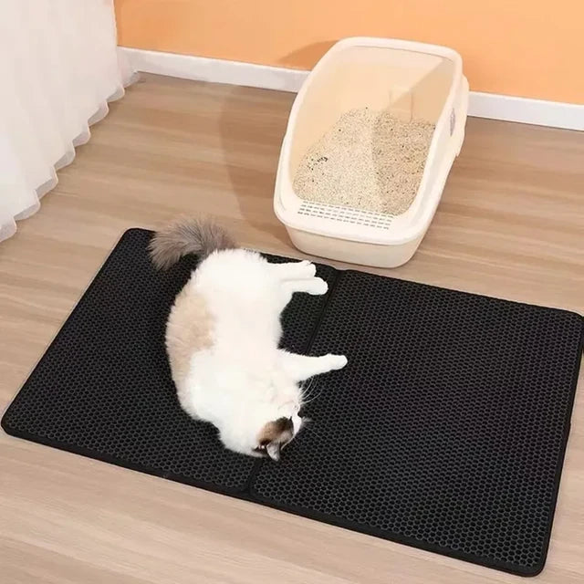 Tierpflege-Matte gegen Streu-Verteilung, speziell für Katzen, einfach zu entleeren und zu reinigen.
