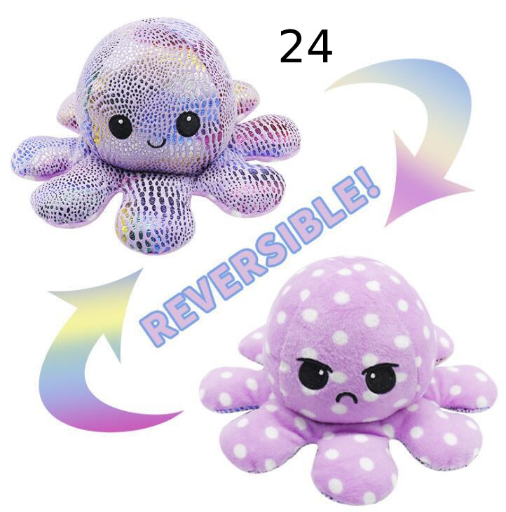 Doppelseitiges Oktopus Kuscheltier, Kawaii-Stil, beruhigend.