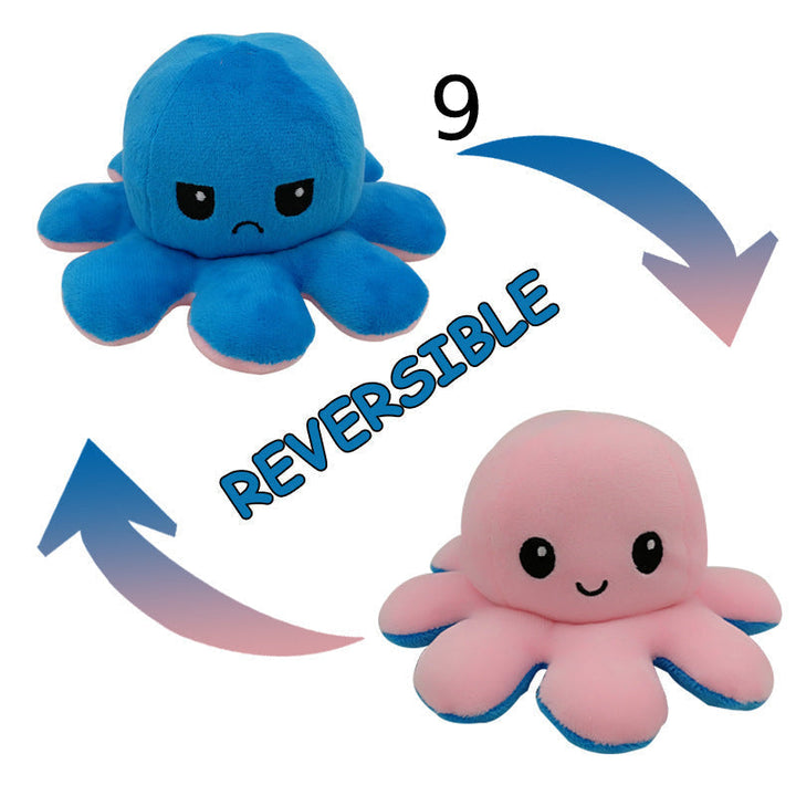 Doppelseitiger Plüsch-Oktopus, drückt Emotionen aus, ideales Kuscheltier.