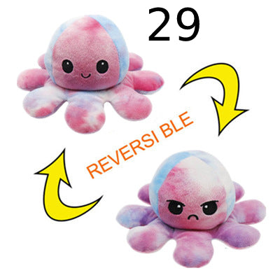 Reversibles Kuscheltier Oktopus, Kawaii Design, für alle Altersgruppen.