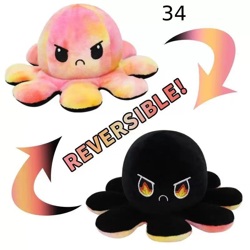 Reversibler Plüschtier Oktopus, Kawaii-Look, als Glücksbringer.