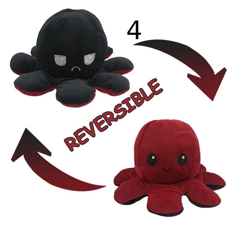 Reversibler Kawaii Oktopus, Kuscheltier und Emotionen-Helfer.