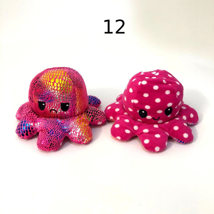 Weicher Kawaii Plüsch-Oktopus, doppelseitig, zum Ausdruck von Gefühlen.