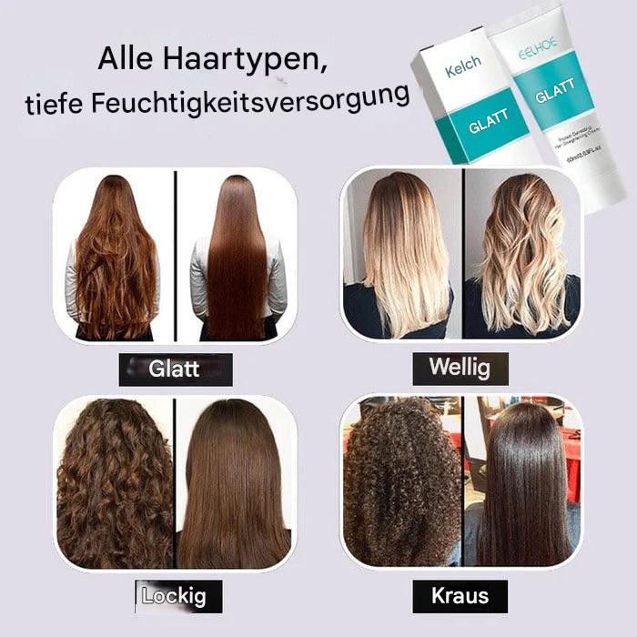 Haar Glättungscreme mit Keratin. Sorgt für frizzfreies, glattes und glänzendes Haar.