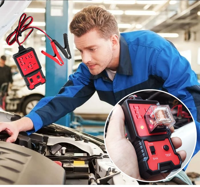 Kfz-Relais-Tester für schnelle 12V-Relaisdiagnose bei Autoreparatur und Fahrzeugelektronik.