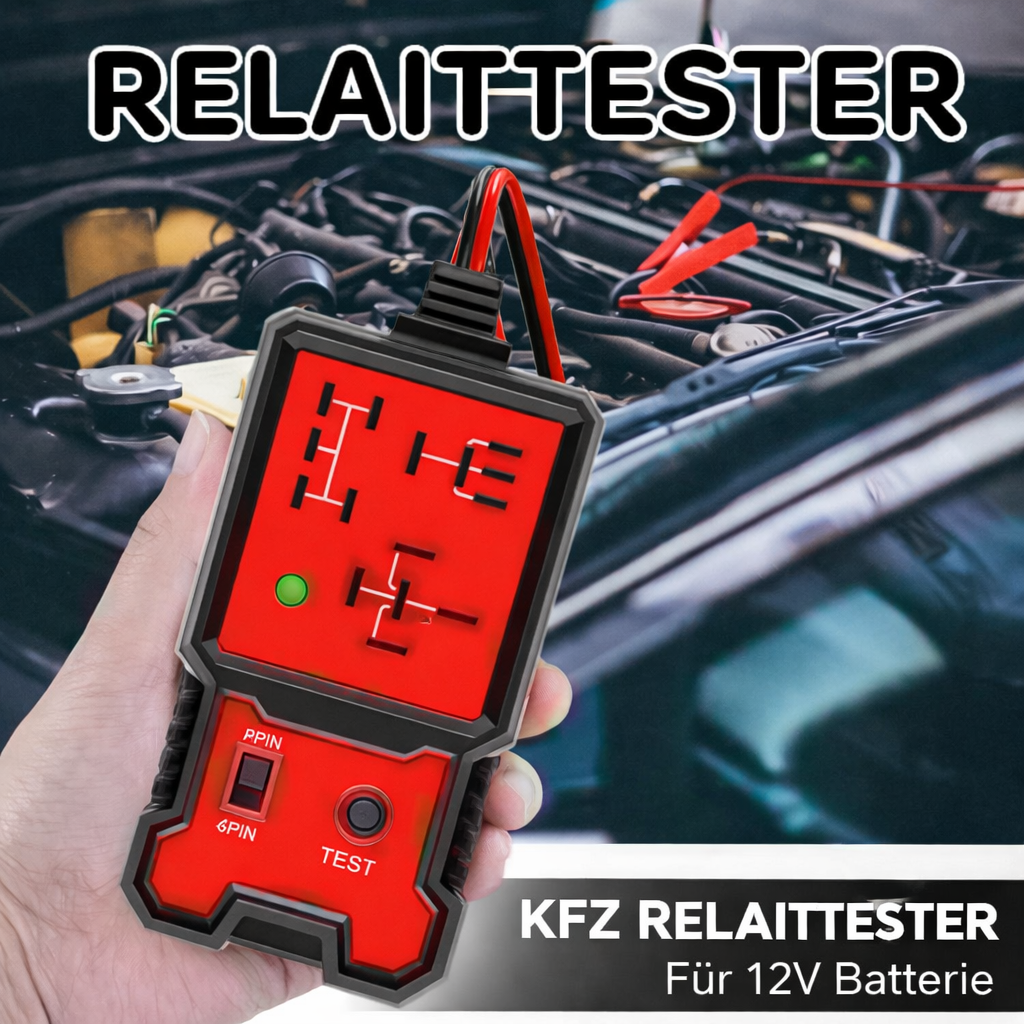 Kfz-Diagnosewerkzeug für zuverlässige 12V-Relaisprüfung und Fehlersuche in der Fahrzeugelektronik.