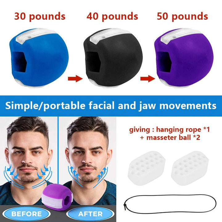 Ergonomischer Kiefertrainer. Nahaufnahme zeigt Design für effektives Gesichtstraining und definierte Gesichtszüge.