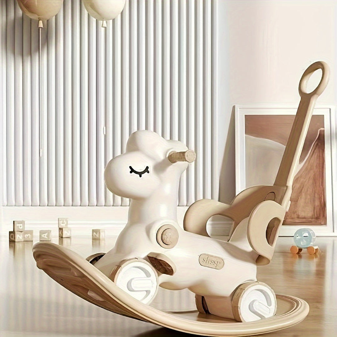 Kind 2-in-1 Schaukelpferd & Laufrad, Holzspielzeug für Motorik & Balance bei Kleinkindern.
