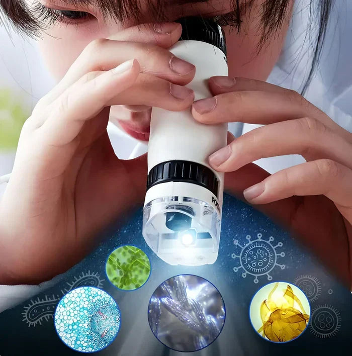 Hochauflösendes Kinder-Mikroskop, tragbar, ideal für Wissenschaft und Entdeckungen in der Natur.
