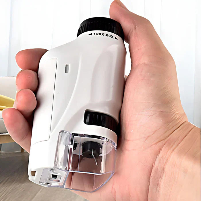 Leistungsstarkes Mini-Mikroskop mit LED-Licht für Kinder, fördert naturwissenschaftliche Bildung.
