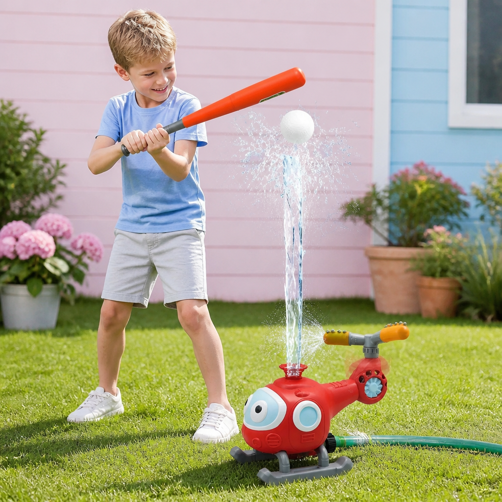 Aufregender Helikopter Wassersprinkler sorgt für viel Spielspaß. Perfektes Outdoor-Spielzeug im Sommer.