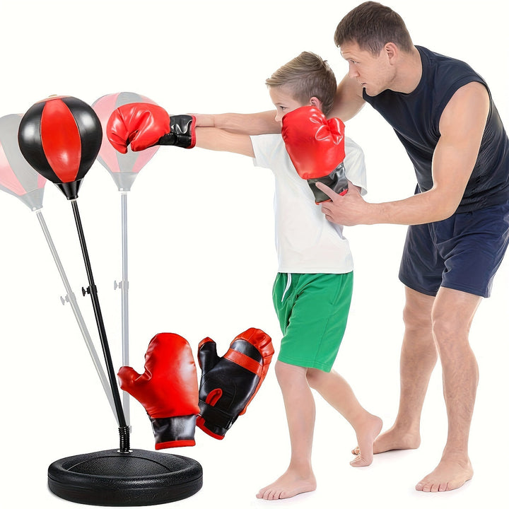 Kinder Boxsack-Set mit roten Boxhandschuhen; fördert Fitness & Koordination. Sportspielzeug zum Energieabbau.