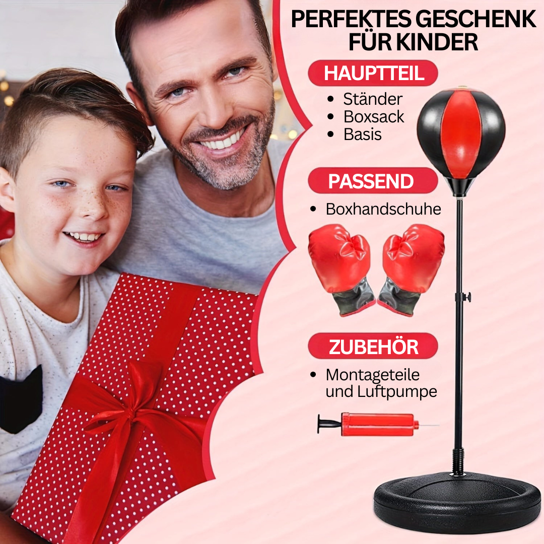 Aktives Kinder Sportgerät: Boxsack-Set mit Boxhandschuhen für Spiel, Sport & Fitness. Fördert Koordination & Spass.