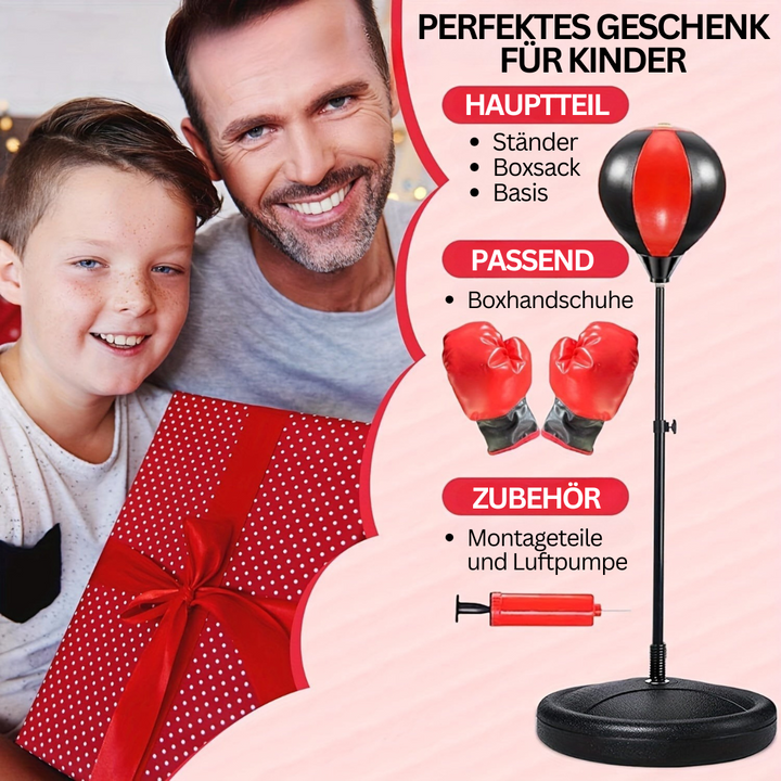 Aktives Kinder Sportgerät: Boxsack-Set mit Boxhandschuhen für Spiel, Sport & Fitness. Fördert Koordination & Spass.