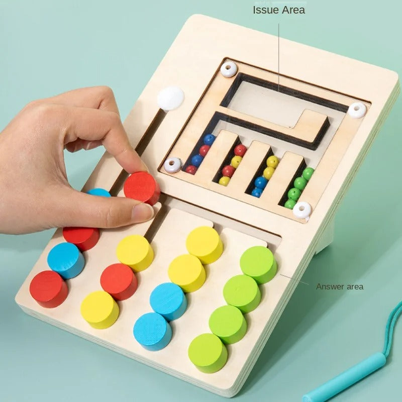 Buntes Kleinkindspielzeug Holzpuzzle mit stabilen Klötzen, ideal zur frühen Förderung der Sinne.